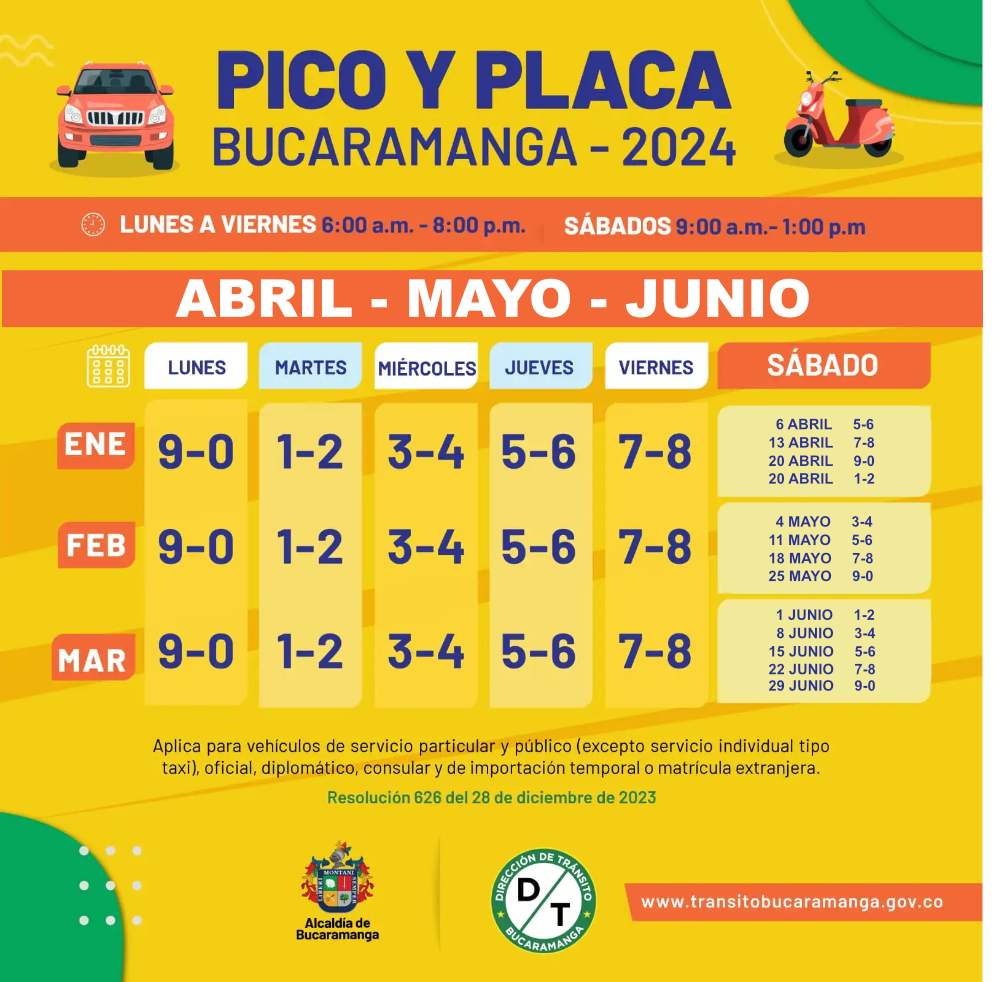 Conoce el nuevo pico y placa de Bucaramanga: fechas, horarios y excepciones importantes 1 conoce el nuevo pico y placa de bucaramanga fechas horarios y excepciones importantes