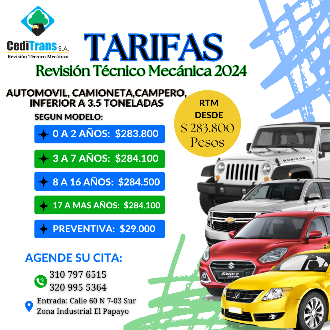Conoce los valores actuales de la revisión técnico-mecánica en Colombia para el 2024 1 conoce los valores actuales de la revision tecnico mecanica en colombia para el 2024